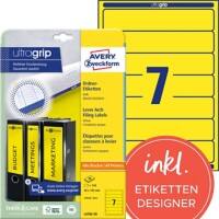 AVERY Zweckform ultragrip Ordneretiketten L4765-20 Selbsthaftend A4 Gelb 3.8 x 19.2 cm 20 Blatt à 7 Etiketten