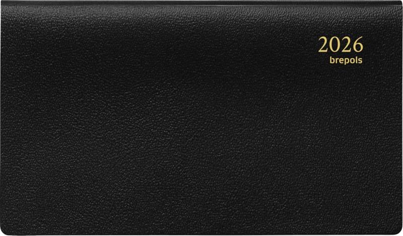 Agenda de poche Brepols Omniplan Genova 2026 A6 1 Semaine sur 2 pages Allemand, Anglais, Français, Italien, Néerlandais, Espagnol Noir 0,738,2058,01,2,0