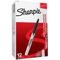 Sharpie S0810840 Rundspitze Permanentmarker Fein Rundspitze 1,0 mm Schwarz 12 Stück