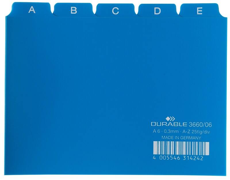 Fiches index alphabétique DURABLE A-Z Bleu 14,8 x 10,5 cm 25 Unités