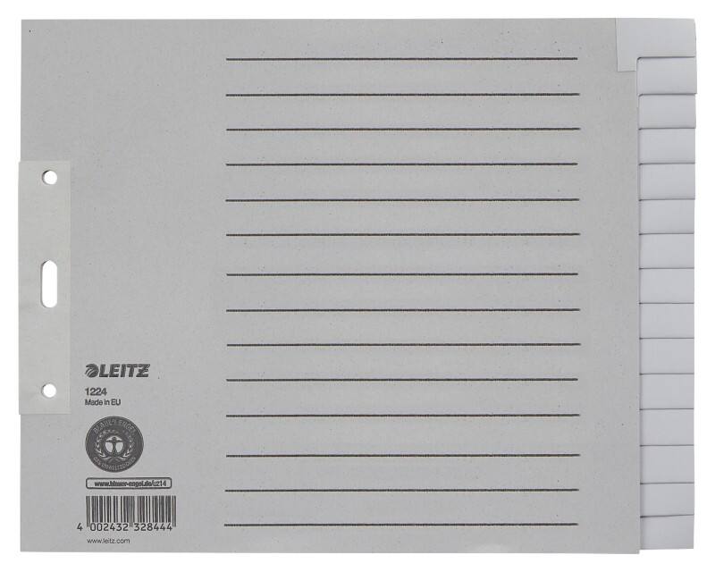 Leitz Blanko Blanko-Register Recycled A5 Grau 15-teilig Pappkarton 3 Löcher 1224  
