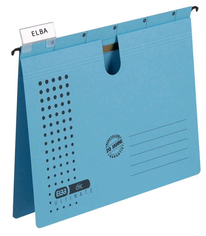 ELBA chic ULTIMATE Hängemappen A4 V-Boden Blau Blauer Engel UZ56 (Recyclingkarton Schreibwaren) 5 Stück