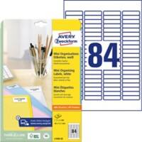 Mini étiquettes AVERY Zweckform L7656-25 Blanc Rectangulaire 46 x 11,1 mm 25 Feuilles de 84 Étiquettes