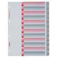 Kolma Register DIN A4 hoch Grau, Rot 12-teilig Perforiert Kunststoff 1 bis 12 12 Blatt