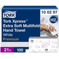 Tork Premium Falthandtücher H2 M-falz Weiss 2-lagig 100297 21 Stück à 100 Blatt
