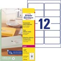 AVERY Zweckform Adressetiketten L4772-25 Transparent A4 99,1 x 42,3 mm 25 Blatt à 12 Etiketten