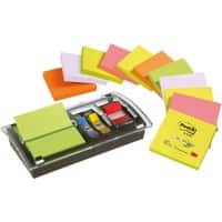 Z-Notes Post-it Pack Avantage 12 Blocs de 100 Feuilles 76 x 76 mm Couleurs fluo + Dévidoir & Index GRATUITS