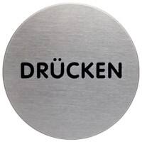 DURABLE Piktogramm Edelstahl DRÜCKEN Ø 65 mm