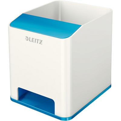Leitz WOW Sound Stiftehalter Duo Colour Weiß, Blau 9 x 10 x 10,1 cm