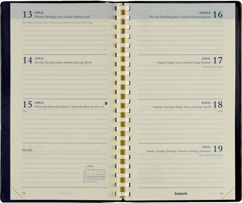 Recharge agenda de poche Brepols Interplan 2026 A6 1 Semaine sur 2 pages Allemand, Anglais, Français, Italien, Néerlandais, Espagnol Noir 0,736,9900,00,2,0