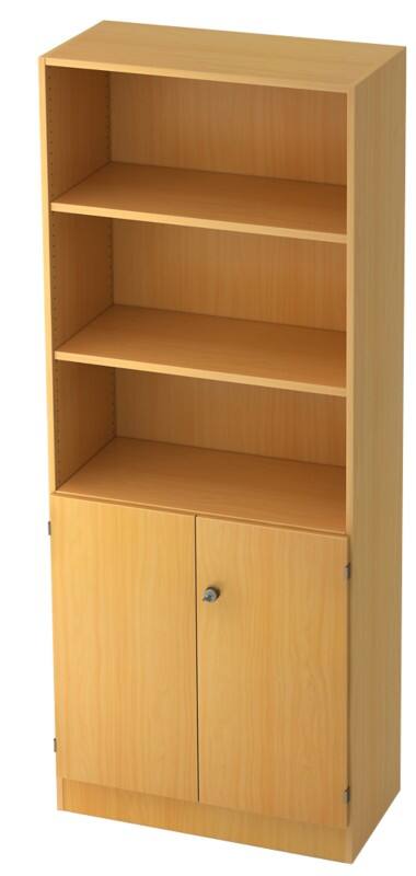 Hammerbacher Future Melaminharzbeschichtete Spanplatte Regalschrank 2 Fachböden 800 x 420 x 2.004 mm Braun Buche