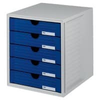 HAN Schubladenbox SYSTEMBOX 5 Kunststoff Lichtgrau, Blau 27,5 x 33 x 32 cm