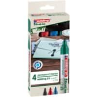 edding EcoLine 21 Permanentmarker Mittel Rundspitze 1,5 - 3 mm Farbig assortiert Nachfüllbar Wasserbeständig 4 Stück