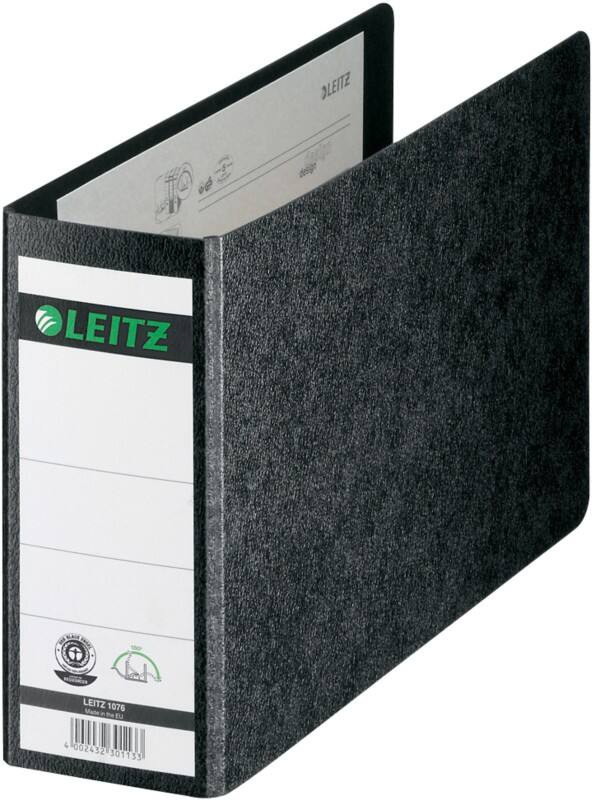 Leitz 180° Breit Ordner A5 80 mm Schwarz 2 Ringe 1076 Hartpappe Wolkenmarmor Querformat Recycled