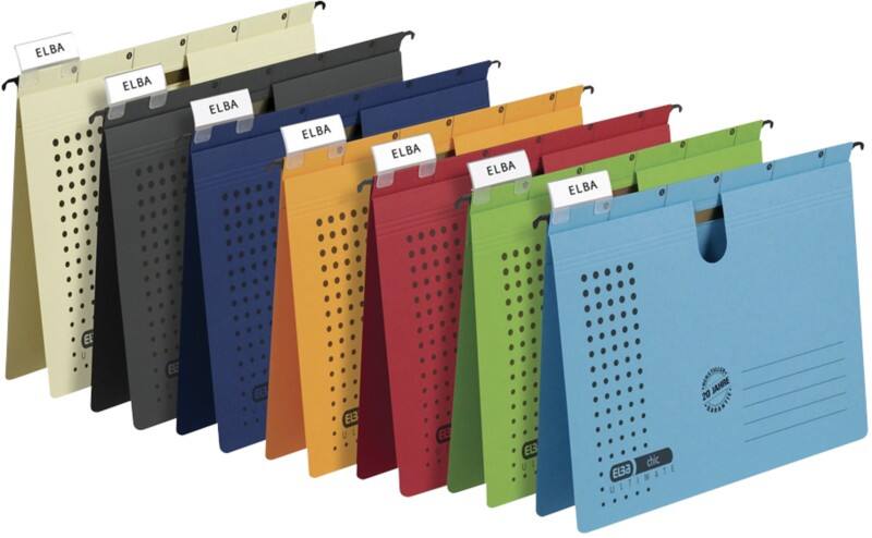 ELBA chic ULTIMATE Hängemappen A4 V-Boden Dunkelblau Blauer Engel UZ56 (Recyclingkarton Schreibwaren) 5 Stück