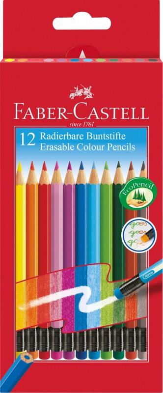 Crayons de couleur Faber-Castell Effaçables Assortiment 12 Unités