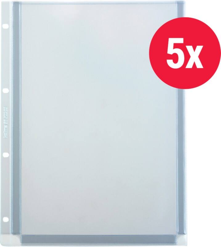 Kolma Voluma ExtraSolid Prospekthüllen A4 Glasklar Transparent 180 Mikron PVC (Polyvinylchlorid) Öffnung oben 4 Löcher 5 Stück