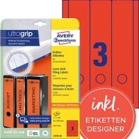 AVERY Zweckform ultragrip Ordneretiketten L4752-20 Selbsthaftend A4 Rot 6.1 x 29.7 cm 20 Blatt à 3 Etiketten