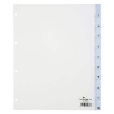DURABLE Register 6831 DIN A4 Überbreite Transparent 10-teilig 4-fach Kunststoff Blanko