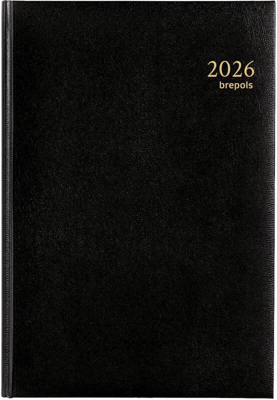 Agenda Brepols Minister Lima 2026 A5 1 Jour par page Allemand, Anglais, Français, Italien, Néerlandais, Espagnol Noir 0,218,1256,01,6,0
