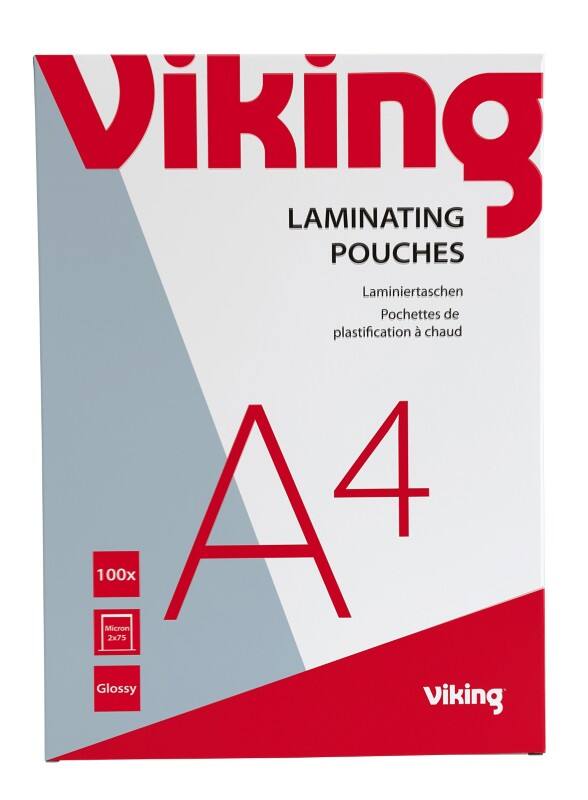 Viking Laminierfolien A4 Glänzend 75 Mikron (2 x 75) Transparent 100 Stück
