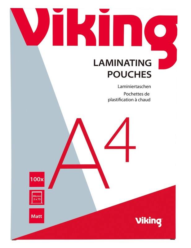 Viking Laminierfolien A4 Matt 75 Mikron (2 x 75) Transparent 100 Stück