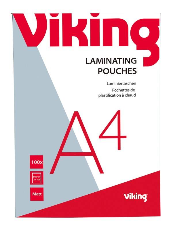 Viking Laminierfolien A4 Matt 125 (2 x 125 Mikron) Transparent 100 Stück