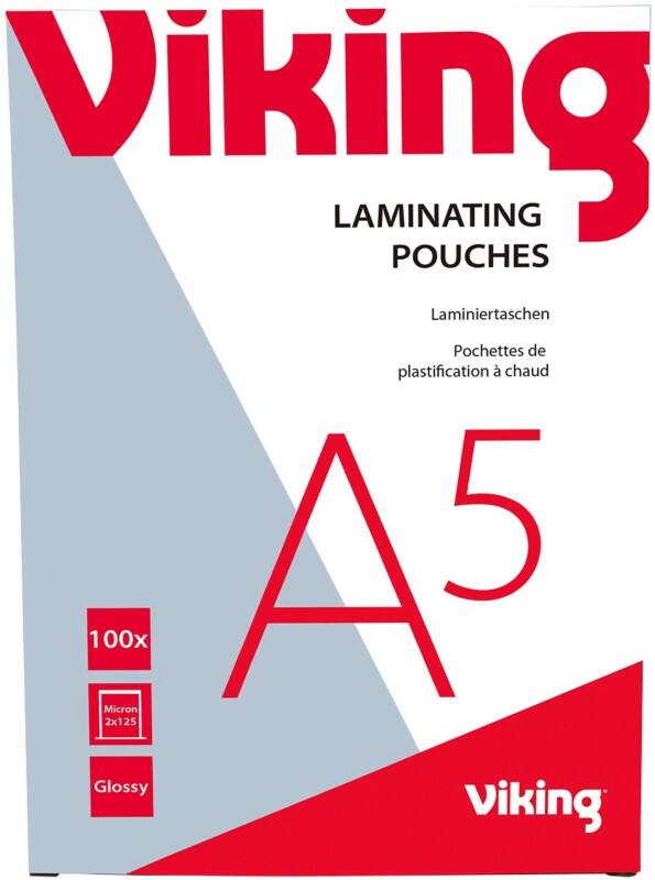 Viking Laminierfolien A5 Glänzend 125 (2 x 125 Mikron) Transparent 100 Stück