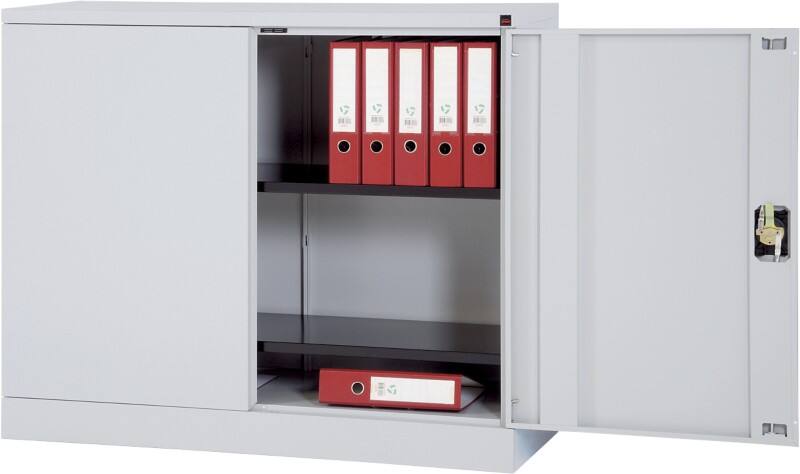 Armoire à portes battantes Viking Realspace Acier 2 Étagères Verrouillable 1200 x 420 x 1000 mm Argenté