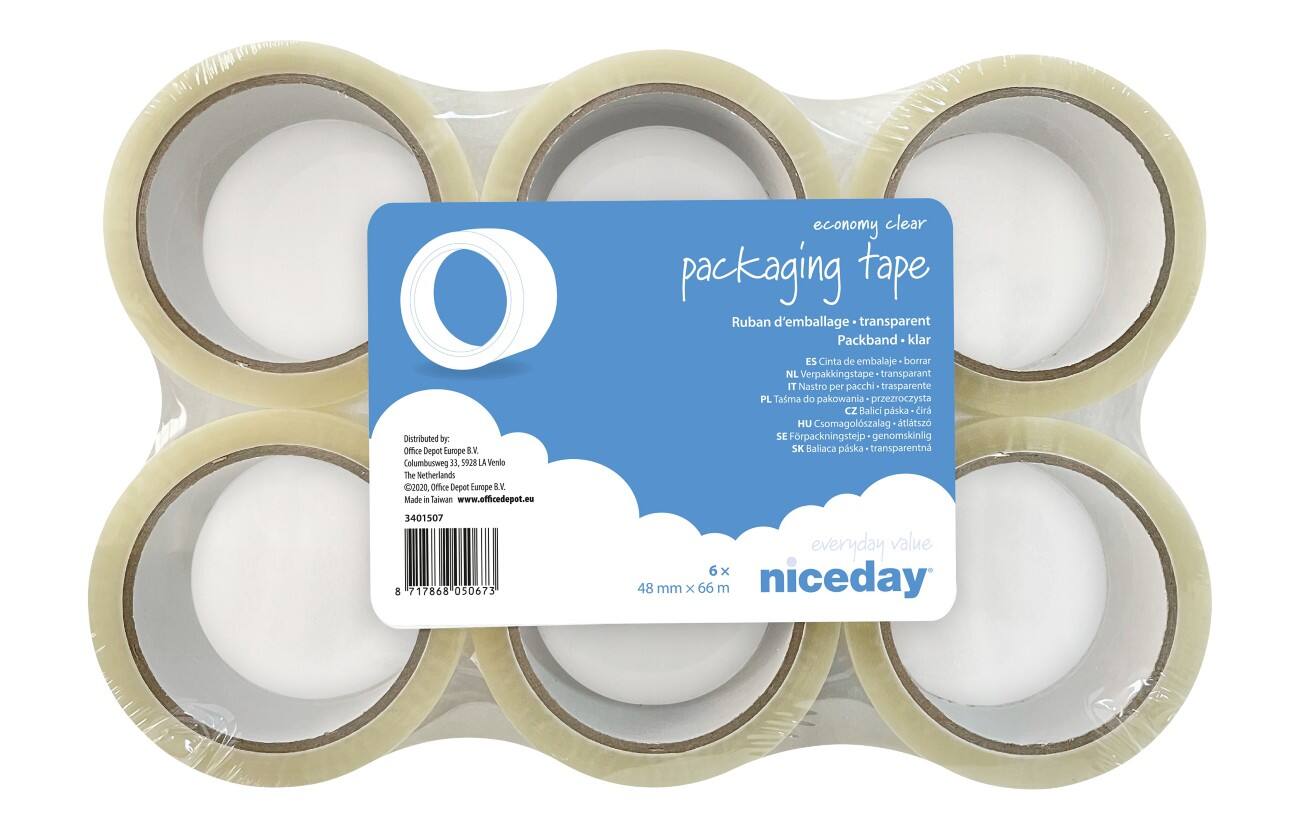 Niceday Verpackungsklebeband Economy 48mm x 66m Transparent 6 Rollen