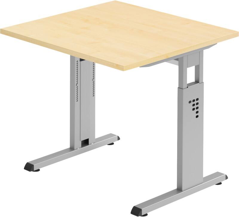 Bureau Hammerbacher Matrix Hauteur ajustable Carré Érable C-Pied 800 (l) x 800 (p) x 850 (h) mm Aggloméré, Aluminium, Bois, Plastique