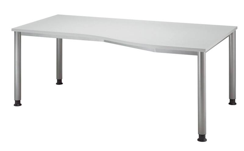 Hammerbacher Matrix Höhenverstellbar Schreibtisch Freiform Hellgrau, Silber 4 Füsse 1.800 (B) x 1.000 (T) x 810 (H) mm Aluminium, Holz, Kunststoff, Spanplatte