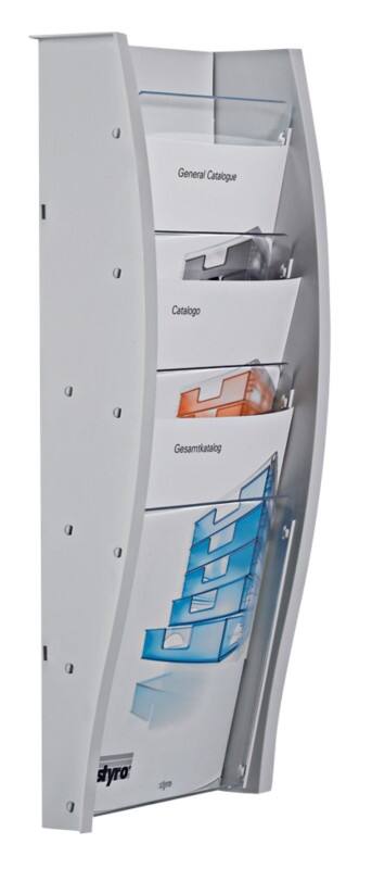 Styro styrodisplay A5 Wandprospekthalter Wandmontiert Hellgrau 128-350.02801 20,9 x 10,4 x 57,7 cm