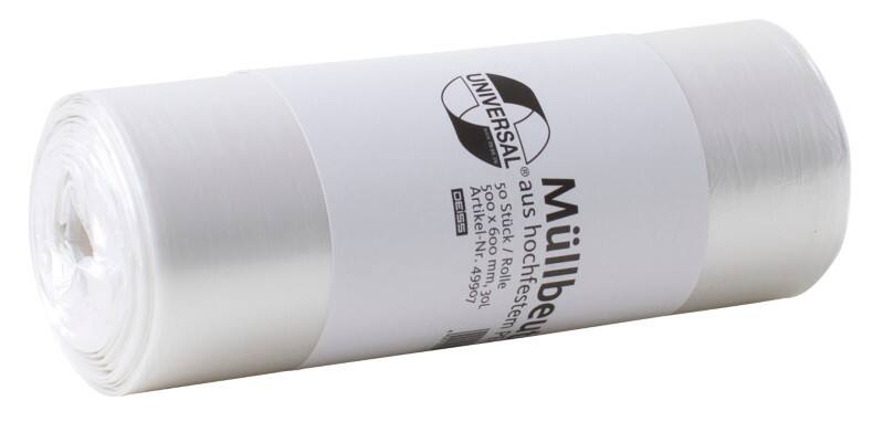 DEISS Universal Leichte Belastung Müllsäcke 30 L  Transparent HDPE (Hochdichtes Polyethylen) 5 Mikron 50 Stück