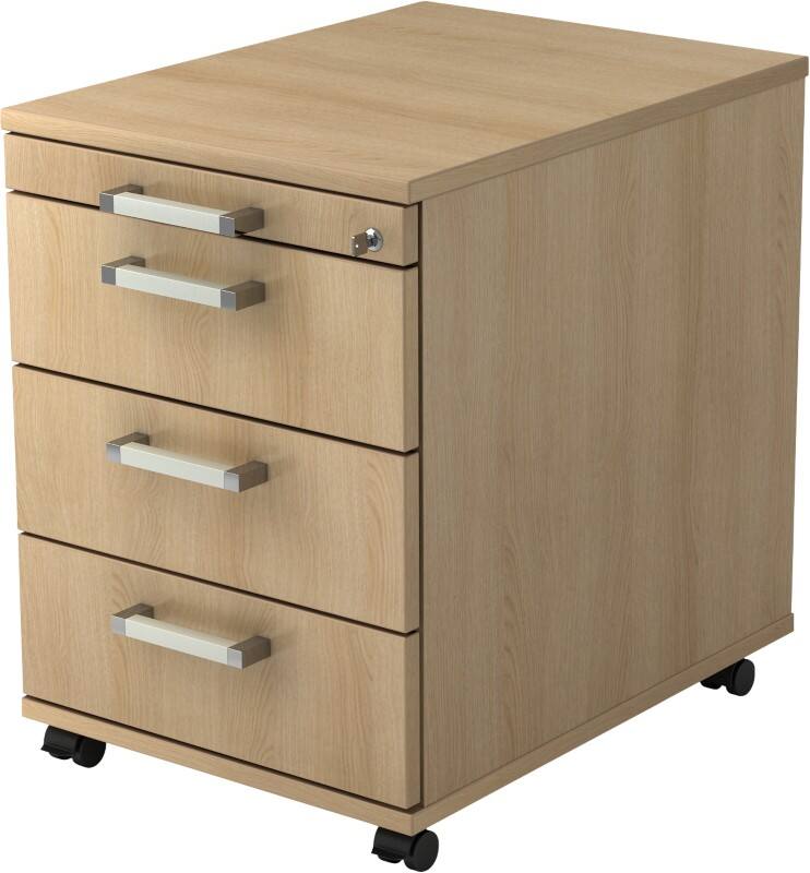 Hammerbacher Rollcontainer VAC30 3 Schubladen Eiche 428 x 580 x 590 mm