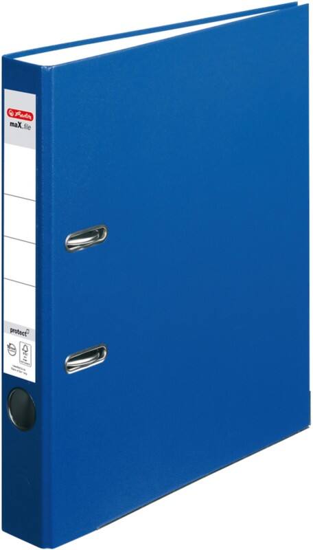 herlitz maX.file protect Schmal Ordner A4 50 mm Blau 2 Ringe 5450408 Kunststoff Texturiert Hochformat
