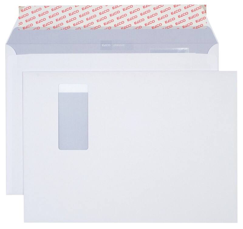 Enveloppes Elco Classic Avec fenêtre C4 324 (l) x 229 (h) mm Bande adhésive Blanc 120 g/m² 250 Unités