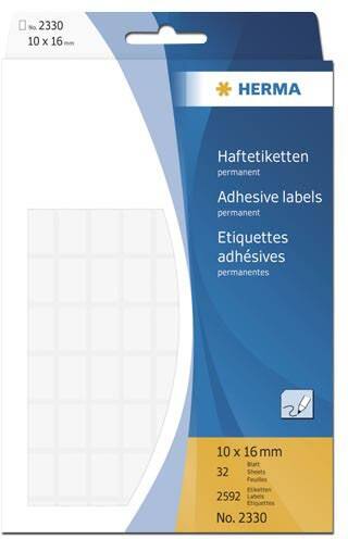 HERMA Vielzwecketiketten 2330 Weiß 10 x 16 mm 32 Blatt à 81 Etiketten