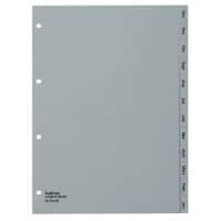 Intercalaires Kolma LongLife pvc A4 portrait 12 intercalaires mensuels Gris Allemand