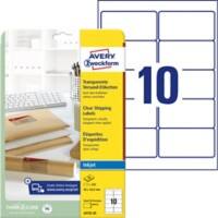 AVERY Zweckform Adressetiketten J4722-25 Transparent A4 96 x 50,8 mm 10 Blatt à 25 Etiketten