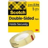 Ruban Adhésif double face Scotch Transparent sans film de protection 12 mm x 22,8 m