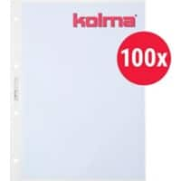 Pochette perforée Kolma A4 Brillant Transparent 80 microns Polypropylène Ouverture au-dessus 4 perforations 57115.2 100 Unités