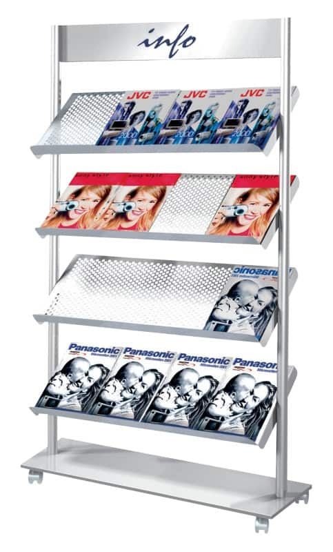 Présentoir Kerkmann Volume A4 Argenté 6332 985 (L) x 300 (P) x 1650 (H) mm