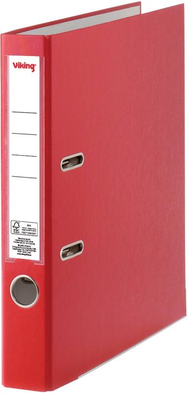 Classeur à levier Viking Étroit A4 50 mm Rouge 2 Anneaux Plastique Mat Portrait