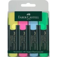Faber-Castell Superfluorescent Textliner 48 Textmarker Farbig assortiert Mittel Keilspitze 1 - 5 mm Nachfüllbar 4 Stück