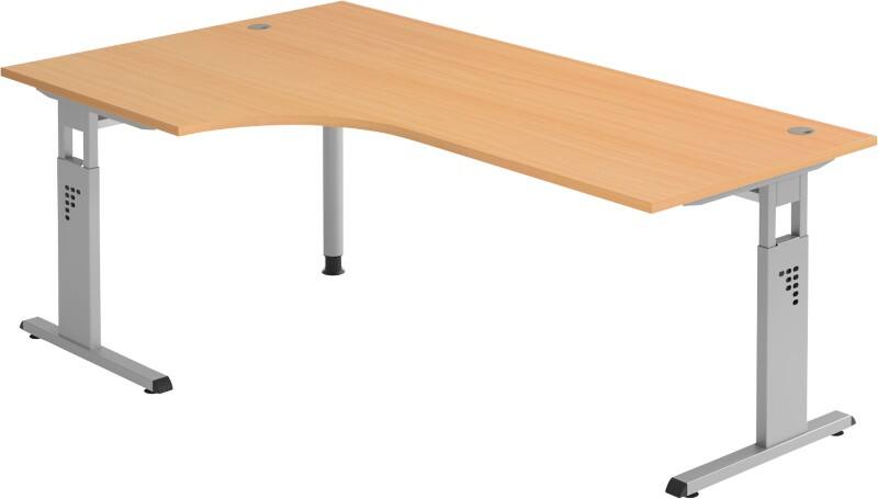 Bureau Hammerbacher Matrix En forme de haricot Décor hêtre 2000 x 1200 x 850 x 68 - 85 mm