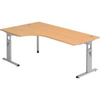 Bureau pied en C Hammerbacher Matrix Ergonomic Effect hêtre 2'000 x 1'200 x 850 x 68 - 85 mm