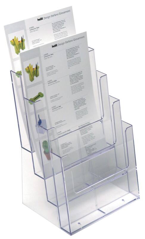 helit the helpdesk Prospektständer A4 23 (B) x 17 (T) x 34.5 (H) cm Transparent