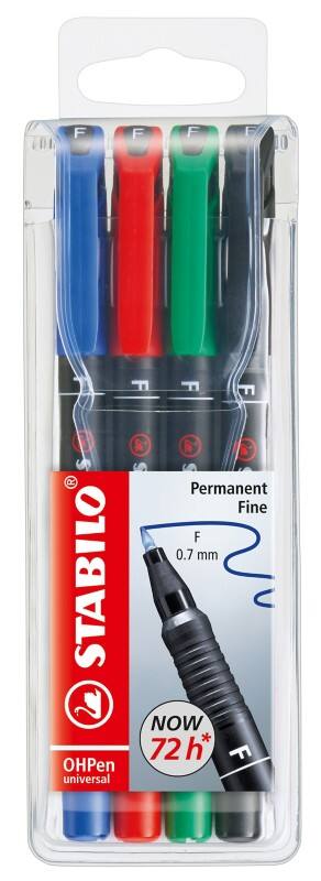 Marqueur OHP/DVD STABILO OHPen universal 842/4 Fin 0.7 mm Assortiment Rechargeable 4 Unités