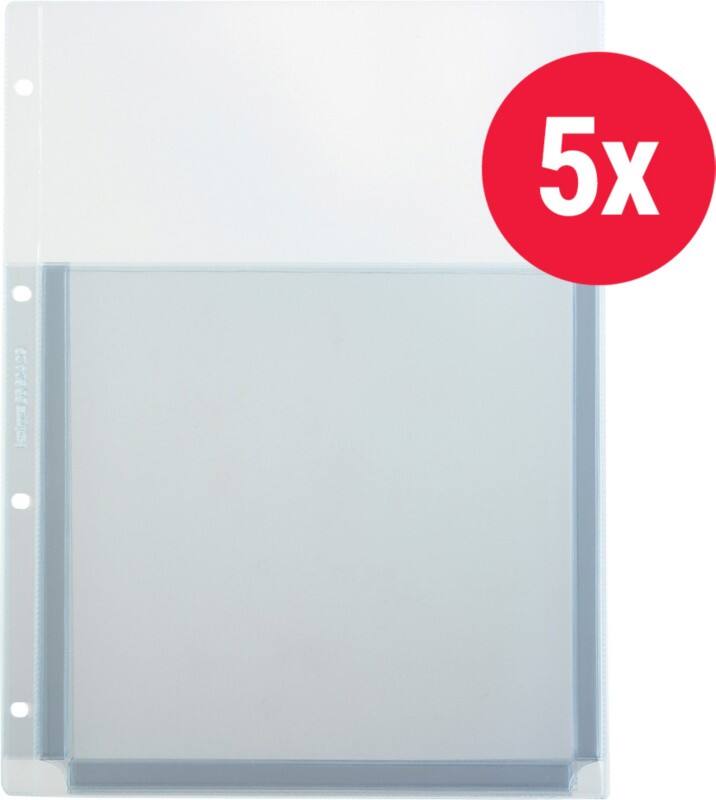 Kolma Prospekthüllen A4 Glasklar Transparent 180 Mikron PVC (Polyvinylchlorid) Öffnung oben 4 Löcher 5 Stück
